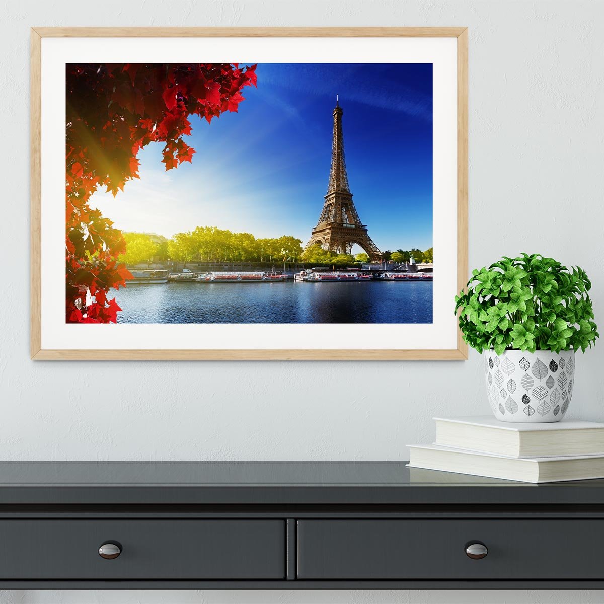 Seine in Paris with Eiffel tower Framed Print - Canvas Art Rocks - 3