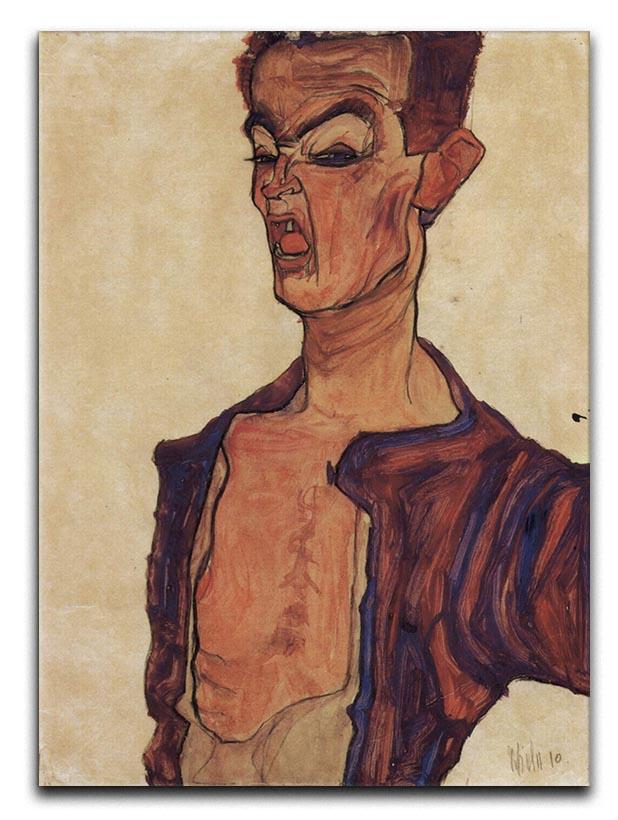 Self-Portrait a grimace scissoring by Egon Schiele Canvas Print or Poster - Canvas Art Rocks - 1