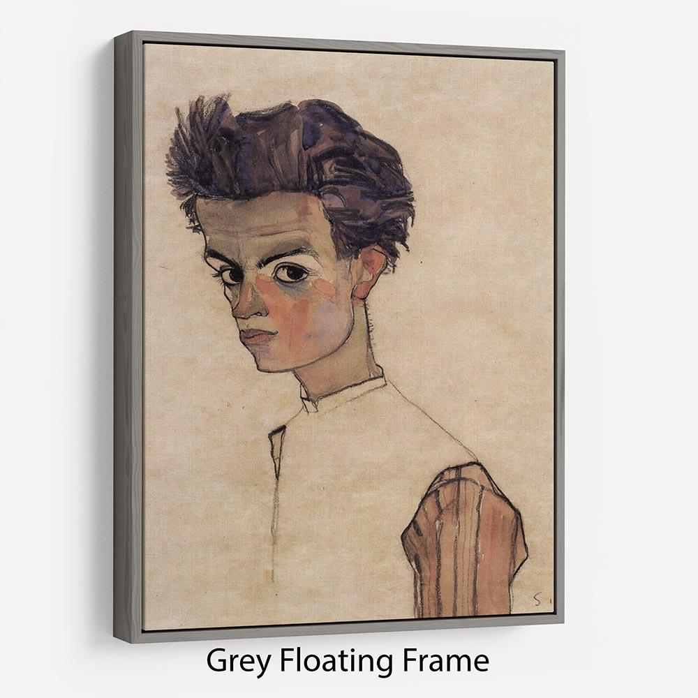 Self-Portrait by Egon Schiele Floating Frame Canvas - Canvas Art Rocks - 3