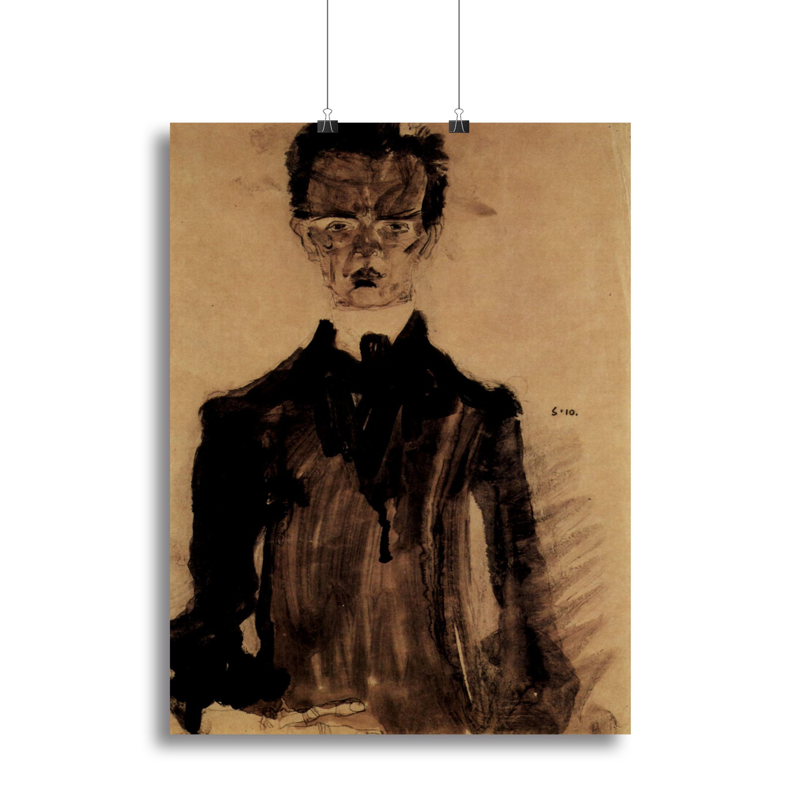 Self-Portrait in a black robe by Egon Schiele Canvas Print or Poster