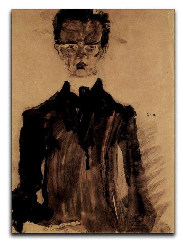 Self-Portrait in a black robe by Egon Schiele Canvas Print or Poster - Canvas Art Rocks - 1