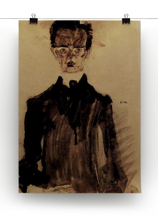 Self-Portrait in a black robe by Egon Schiele Canvas Print or Poster - Canvas Art Rocks - 2