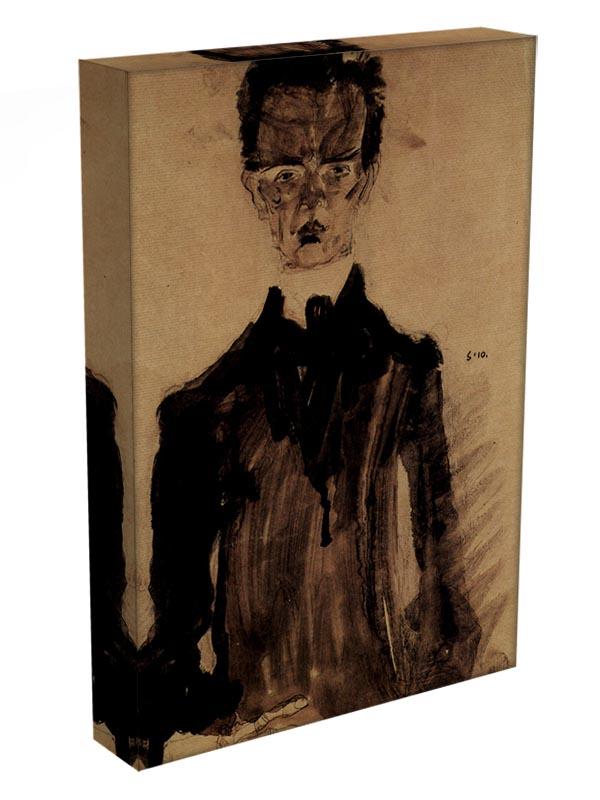 Self-Portrait in a black robe by Egon Schiele Canvas Print or Poster - Canvas Art Rocks - 3