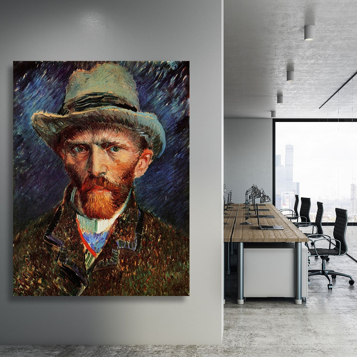 Self-Portrait with Grey Felt Hat by Van Gogh Canvas Print or Poster