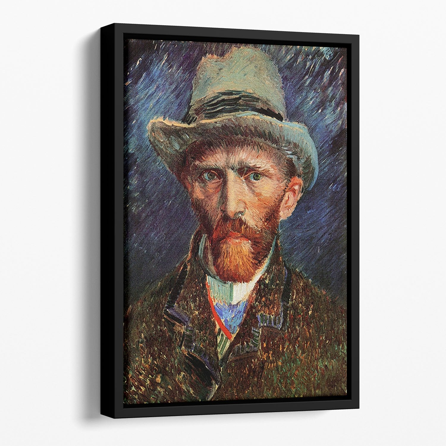 Self-Portrait with Grey Felt Hat by Van Gogh Floating Framed Canvas