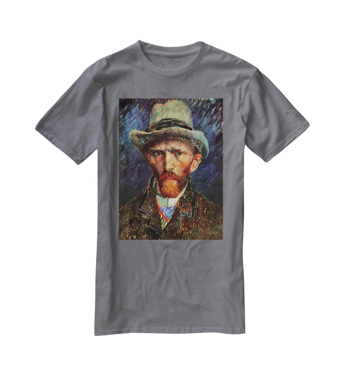 Self-Portrait with Grey Felt Hat by Van Gogh T-Shirt - Canvas Art Rocks - 3