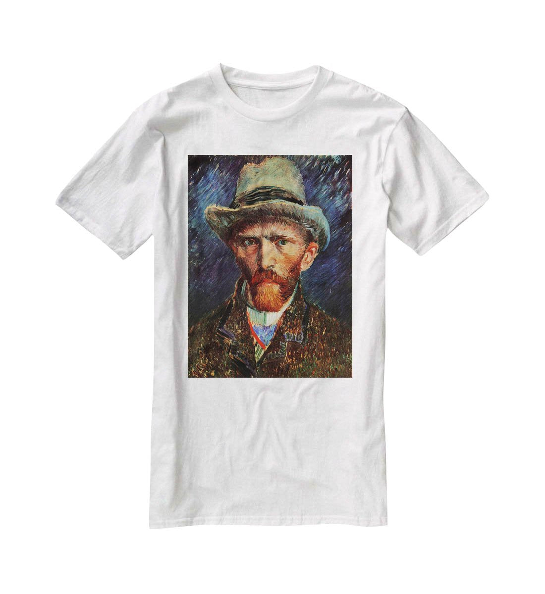 Self-Portrait with Grey Felt Hat by Van Gogh T-Shirt - Canvas Art Rocks - 5