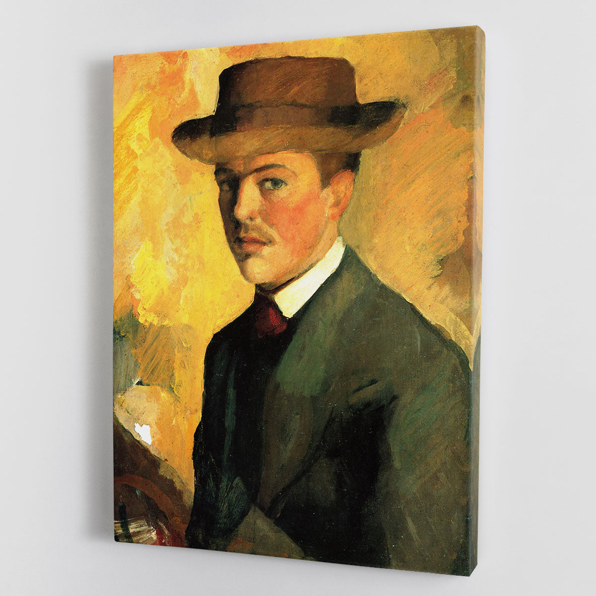 Self-Portrait with Hat by Macke Canvas Print or Poster - Canvas Art Rocks - 1