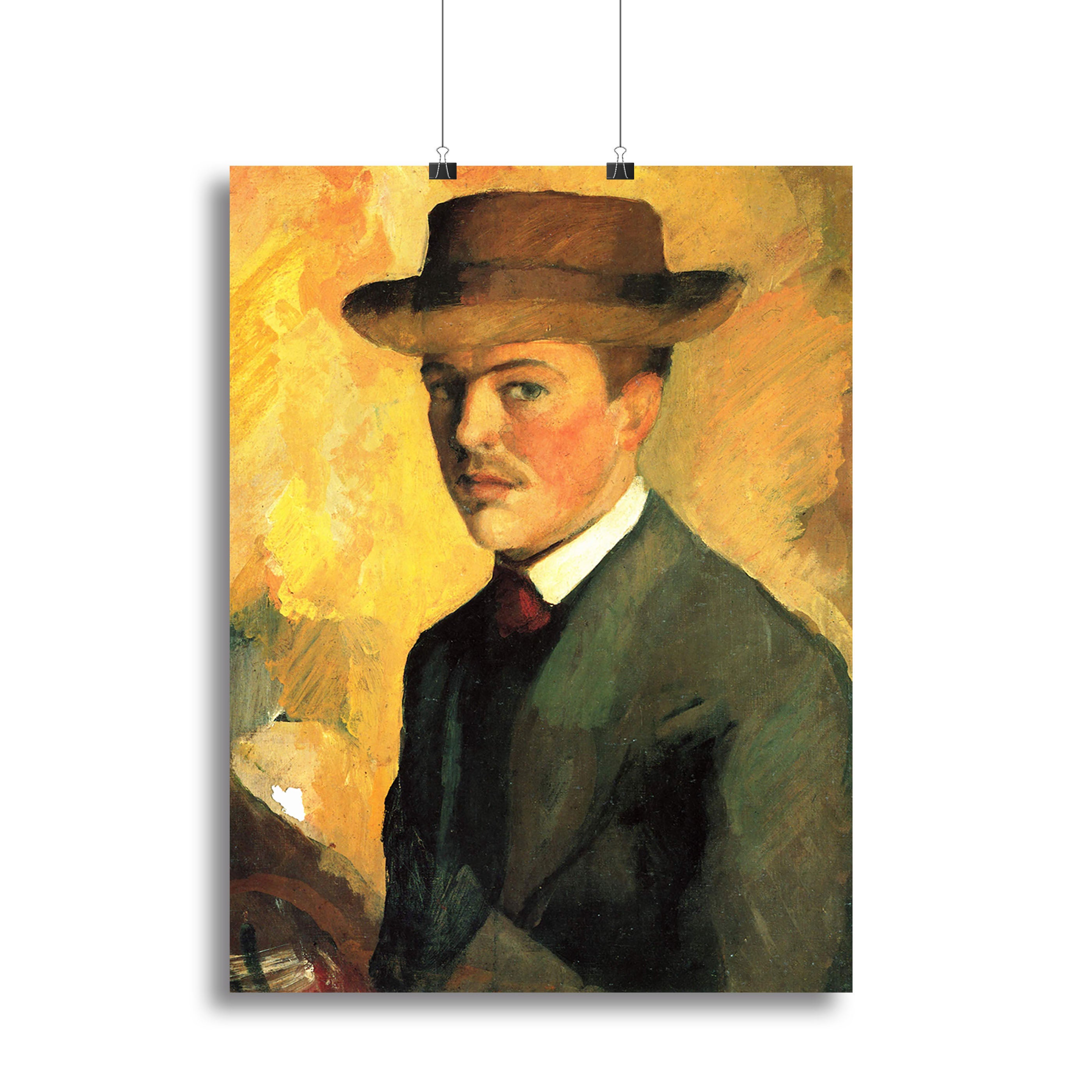 Self-Portrait with Hat by Macke Canvas Print or Poster - Canvas Art Rocks - 2