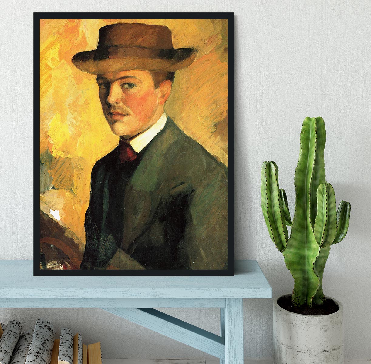 Self-Portrait with Hat by Macke Framed Print - Canvas Art Rocks - 2