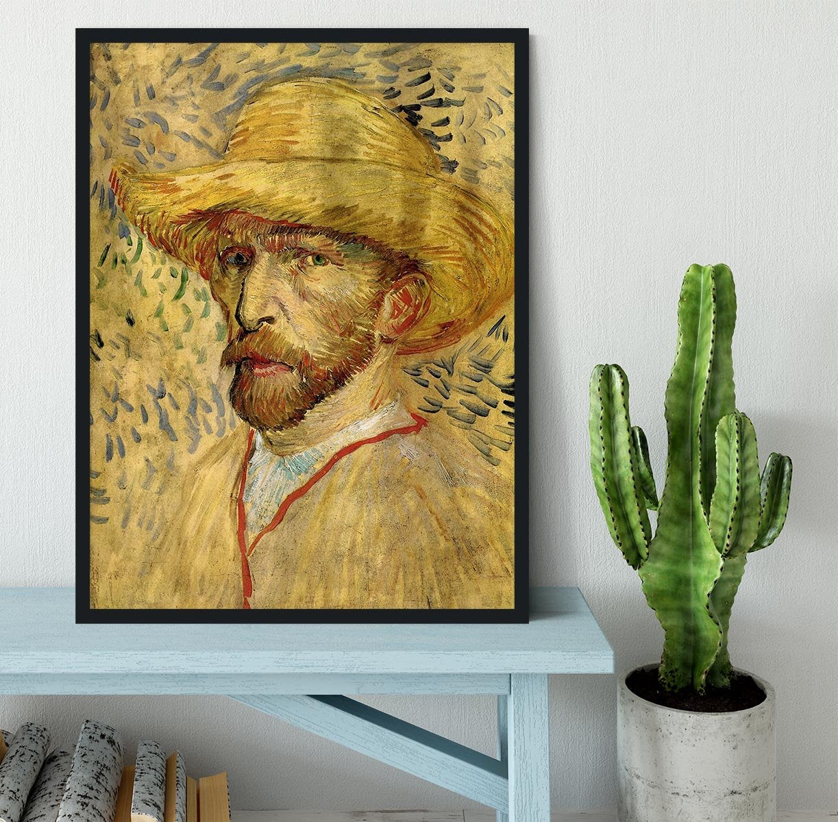 Self-Portrait with Straw Hat 2 by Van Gogh Framed Print - Canvas Art Rocks - 2