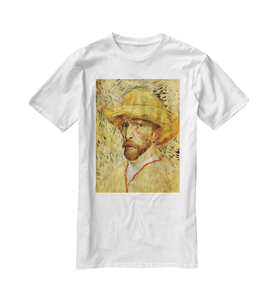 Self-Portrait with Straw Hat 2 by Van Gogh T-Shirt - Canvas Art Rocks - 5