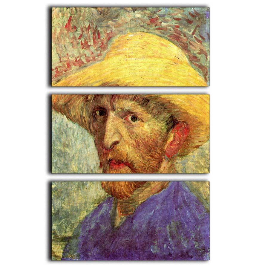 Self-Portrait with Straw Hat 3 by Van Gogh 3 Split Panel Canvas Print - Canvas Art Rocks - 1
