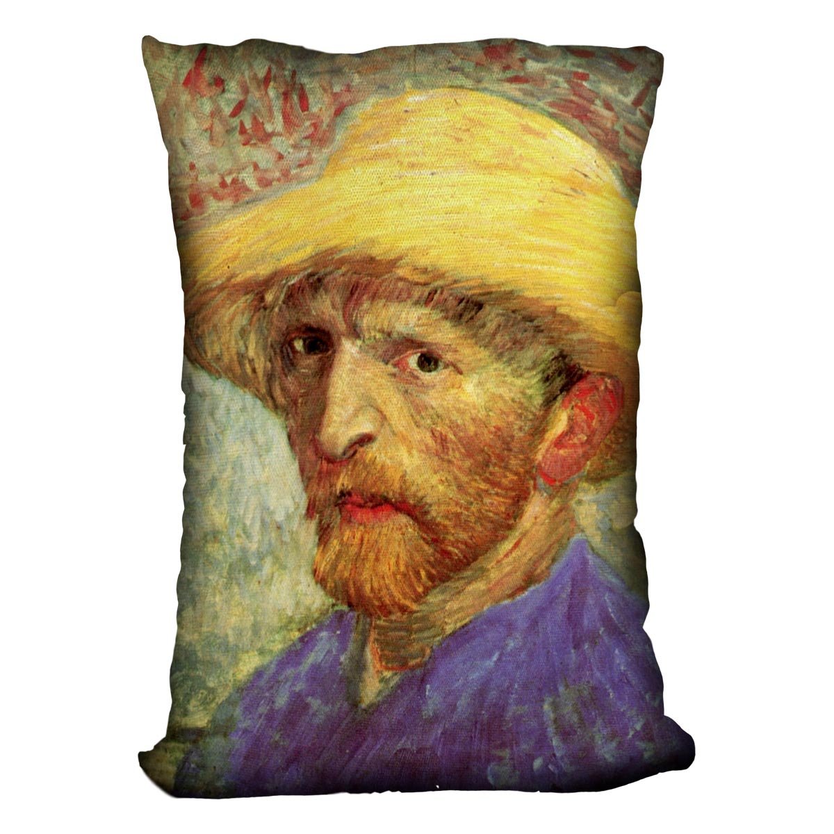 Self-Portrait with Straw Hat 3 by Van Gogh Throw Pillow