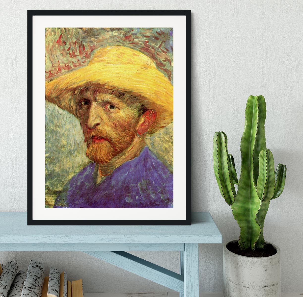 Self-Portrait with Straw Hat 3 by Van Gogh Framed Print - Canvas Art Rocks - 1