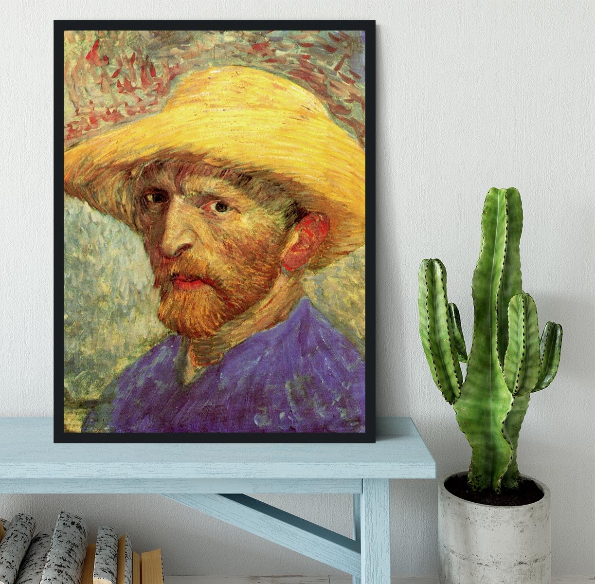 Self-Portrait with Straw Hat 3 by Van Gogh Framed Print - Canvas Art Rocks - 2