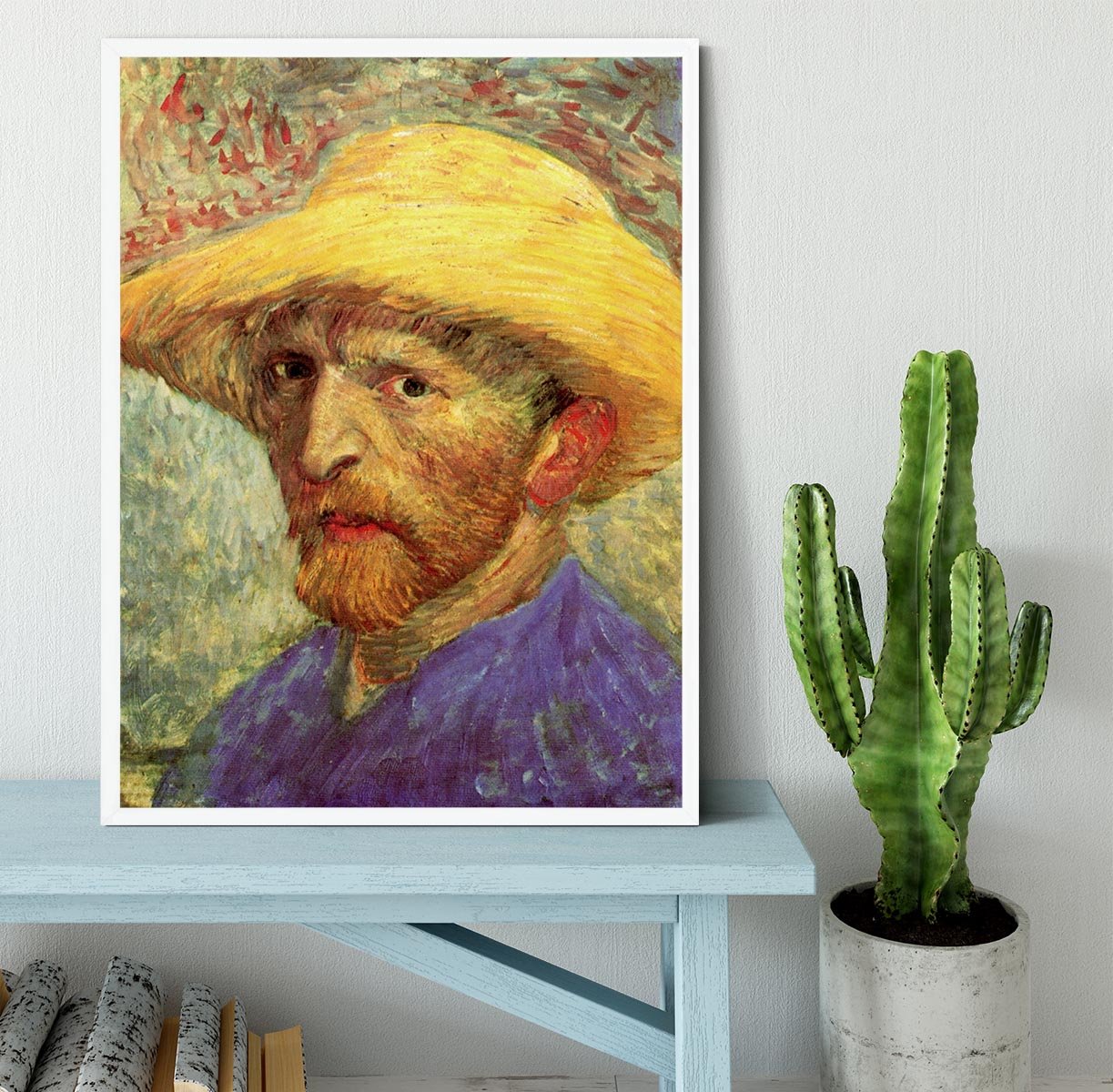 Self-Portrait with Straw Hat 3 by Van Gogh Framed Print - Canvas Art Rocks -6
