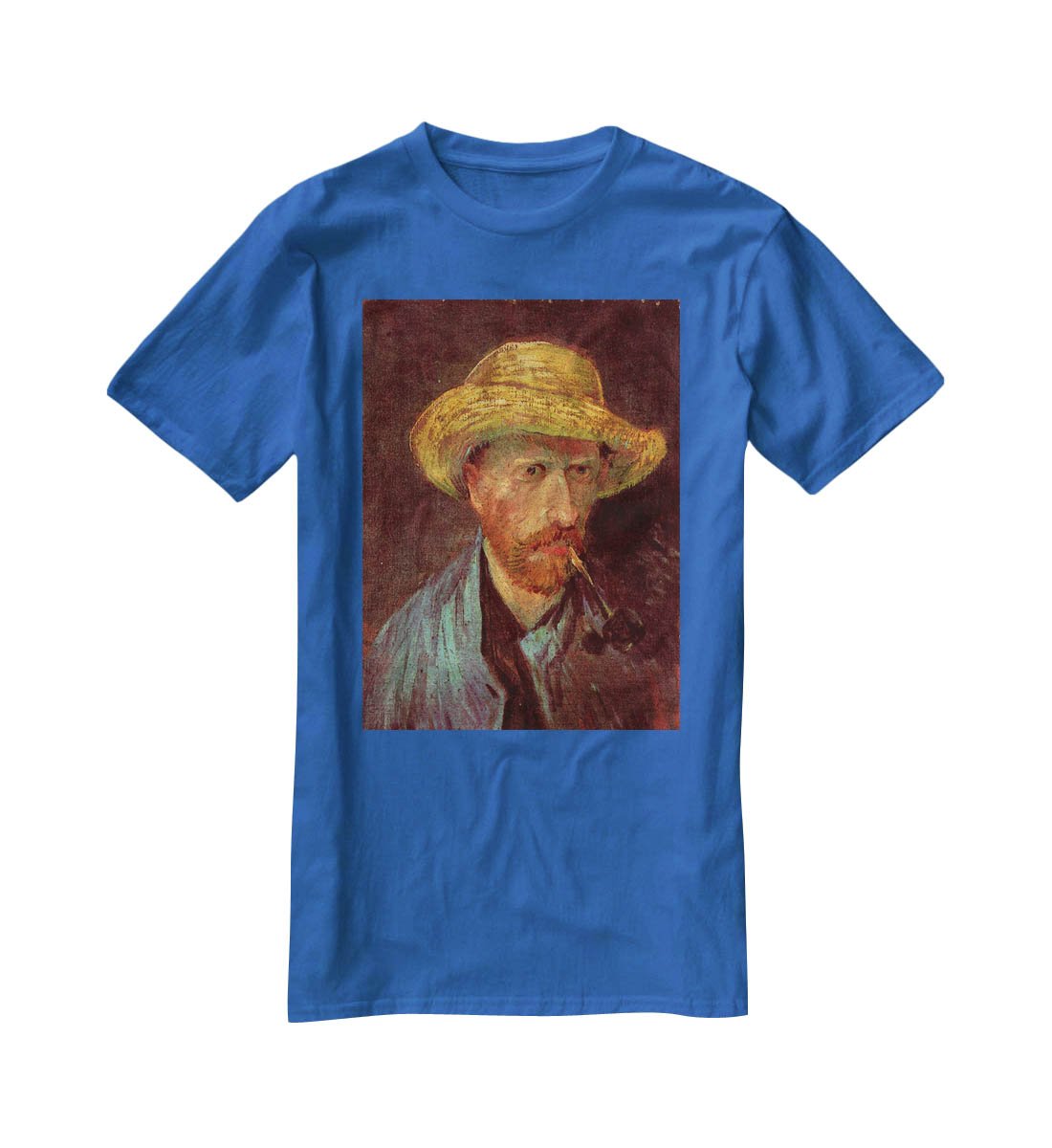Self-Portrait with Straw Hat and Pipe by Van Gogh T-Shirt - Canvas Art Rocks - 2