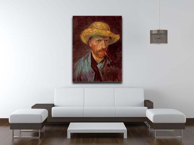 Self-Portrait with Straw Hat and Pipe by Van Gogh Canvas Print & Poster - Canvas Art Rocks - 4