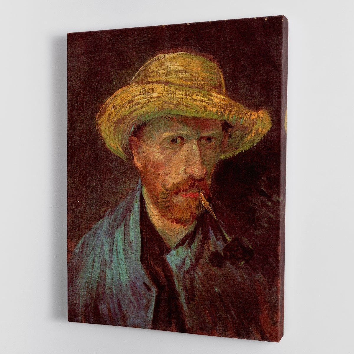 Self-Portrait with Straw Hat and Pipe by Van Gogh Canvas Print or Poster