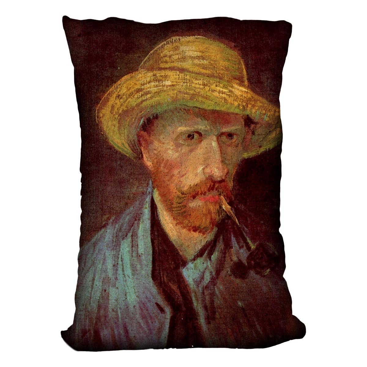 Self-Portrait with Straw Hat and Pipe by Van Gogh Throw Pillow