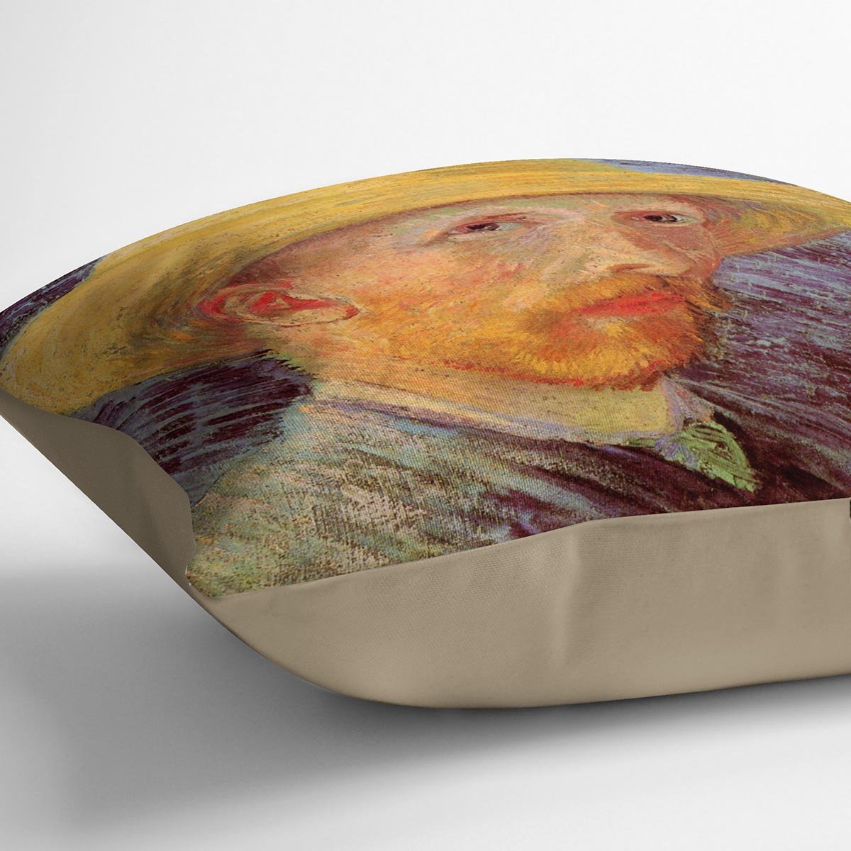 Self-Portrait with Straw Hat by Van Gogh Throw Pillow