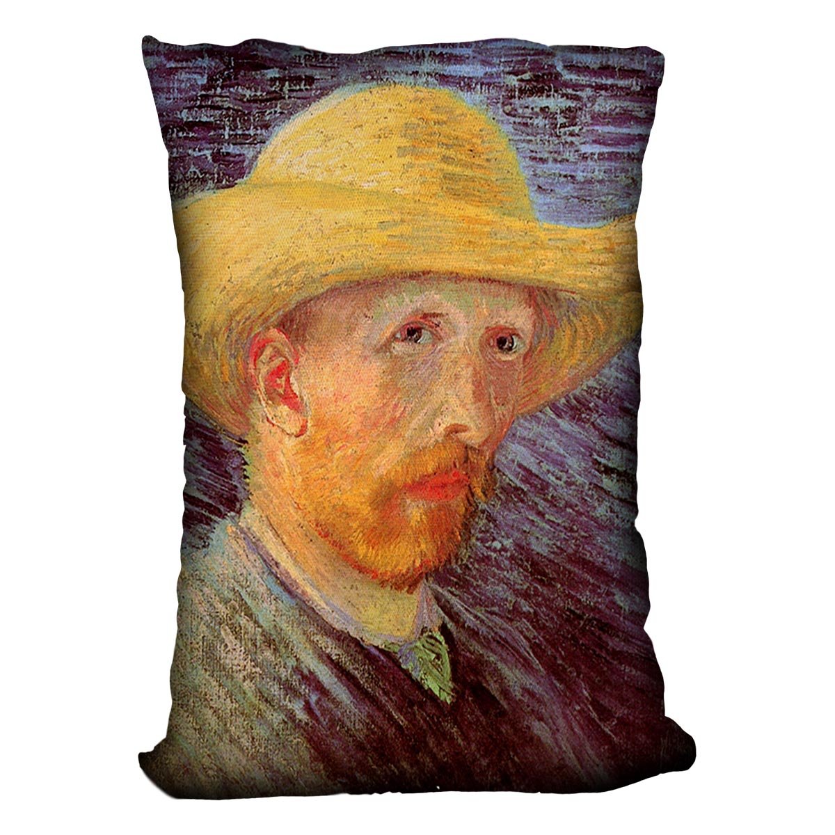Self-Portrait with Straw Hat by Van Gogh Throw Pillow