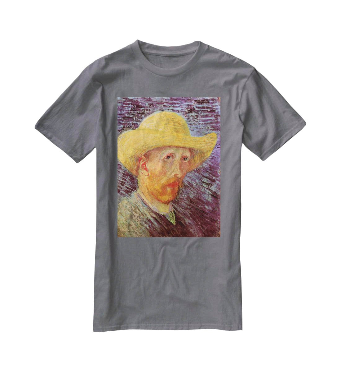 Self-Portrait with Straw Hat by Van Gogh T-Shirt - Canvas Art Rocks - 3