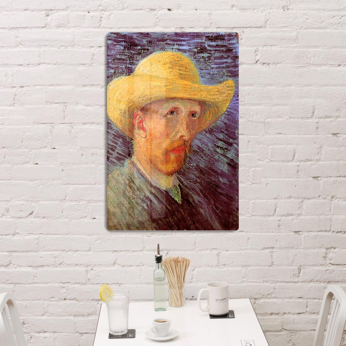 Self-Portrait with Straw Hat by Van Gogh HD Metal Print