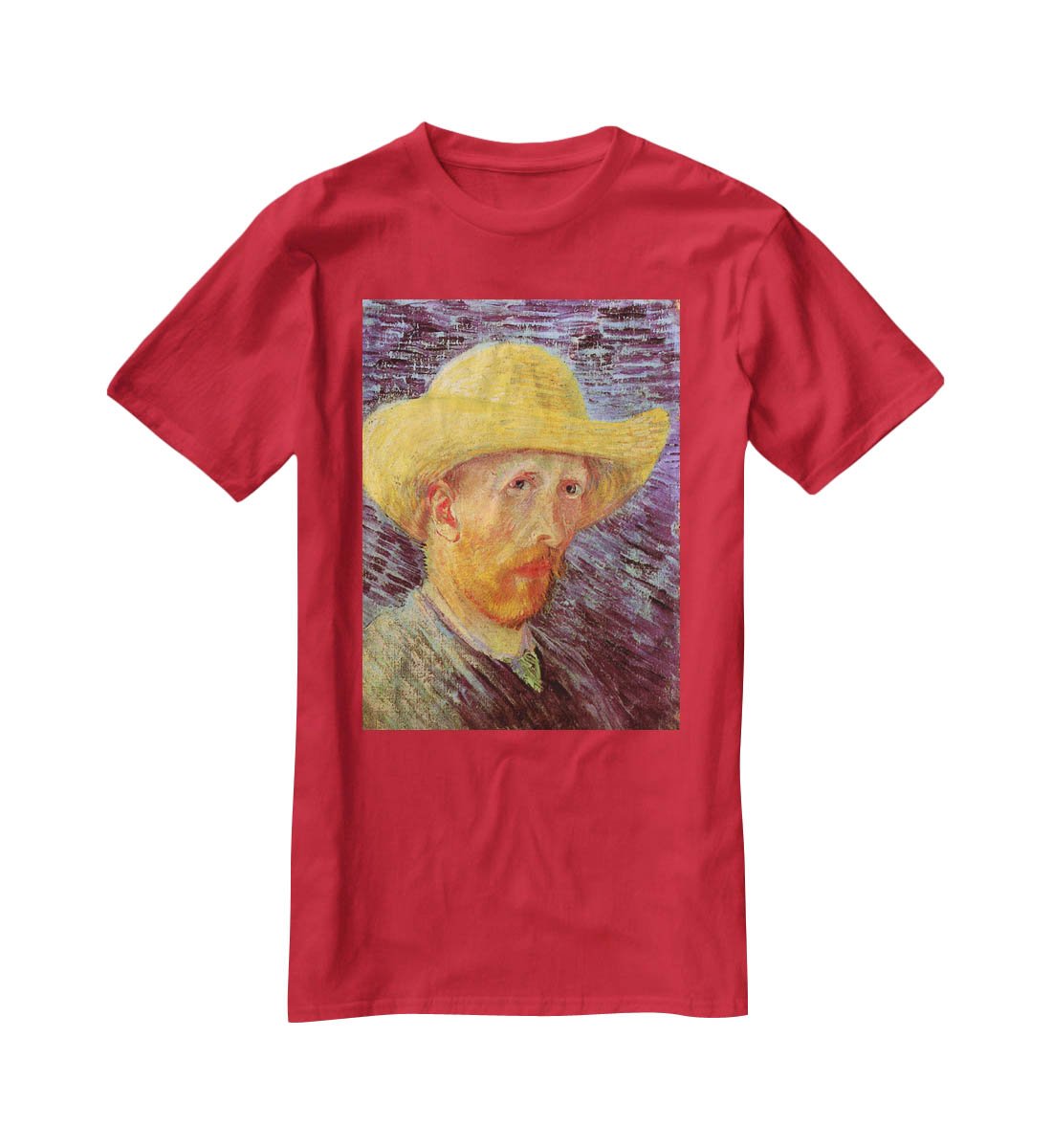 Self-Portrait with Straw Hat by Van Gogh T-Shirt - Canvas Art Rocks - 4