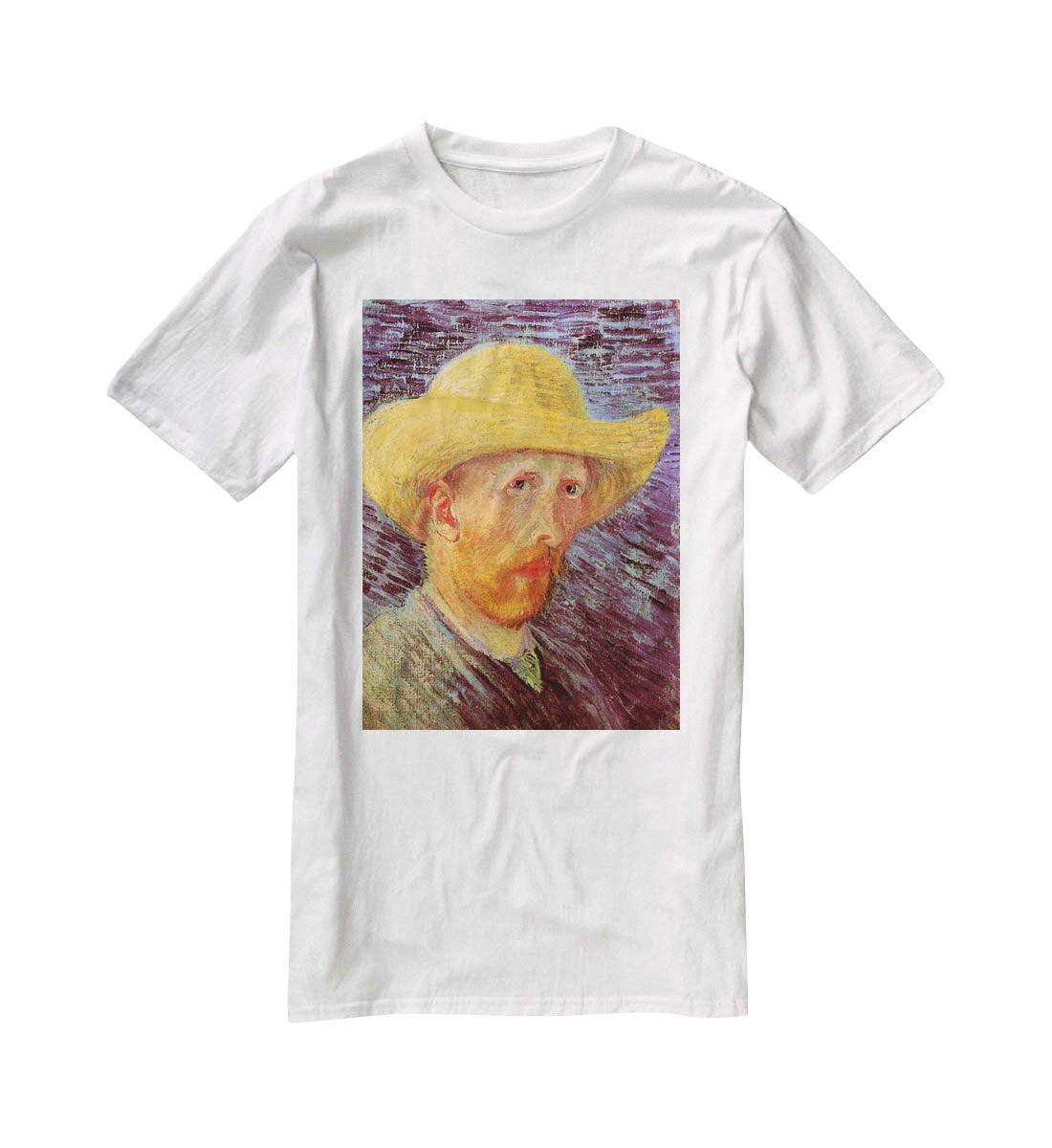 Self-Portrait with Straw Hat by Van Gogh T-Shirt - Canvas Art Rocks - 5