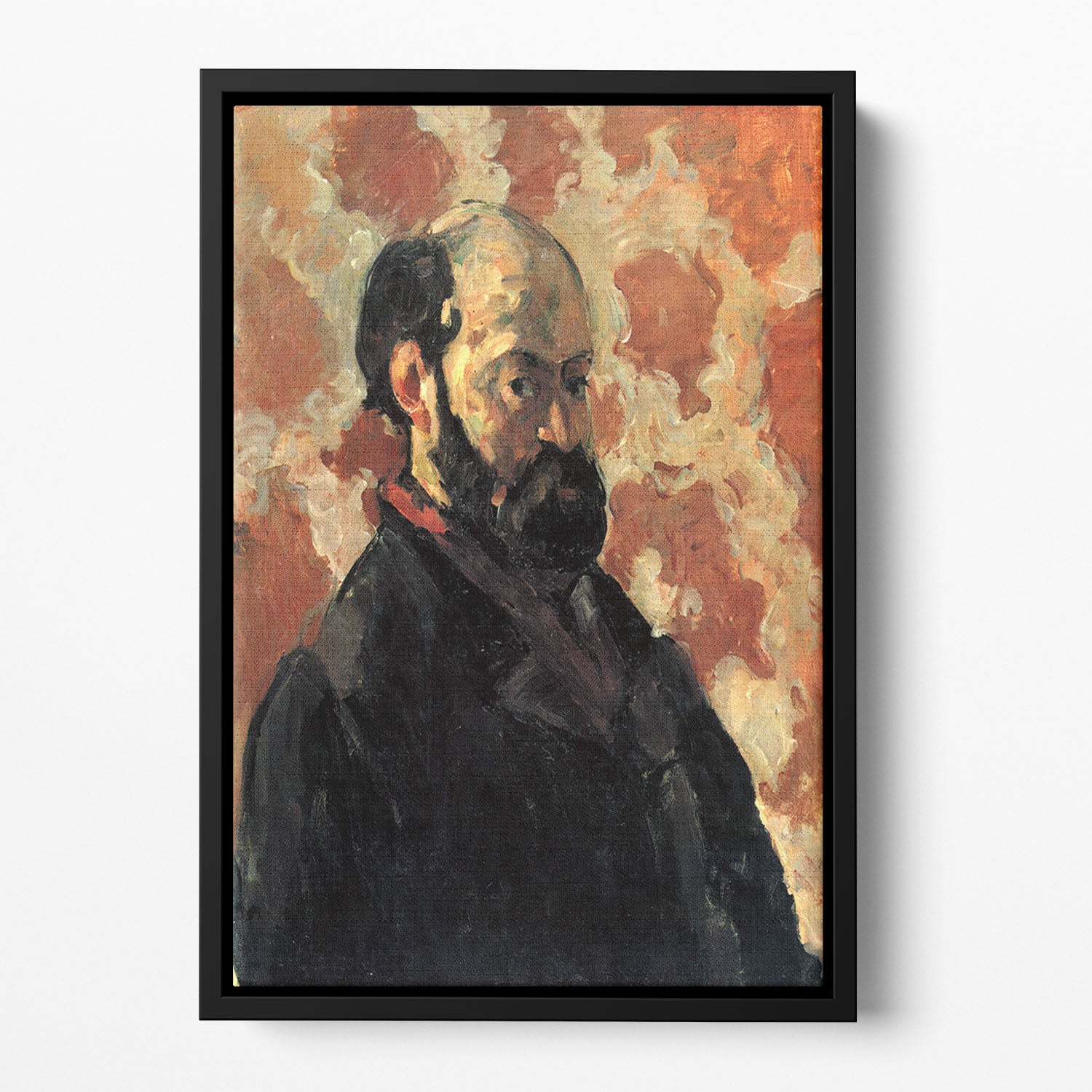 Self-portrait before Rose Background by Cezanne Floating Framed Canvas - Canvas Art Rocks - 2