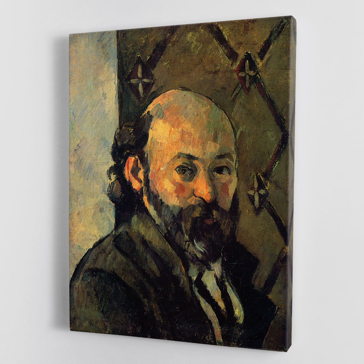 Self-portrait in front of wallpaper by Cezanne Canvas Print or Poster - Canvas Art Rocks - 1