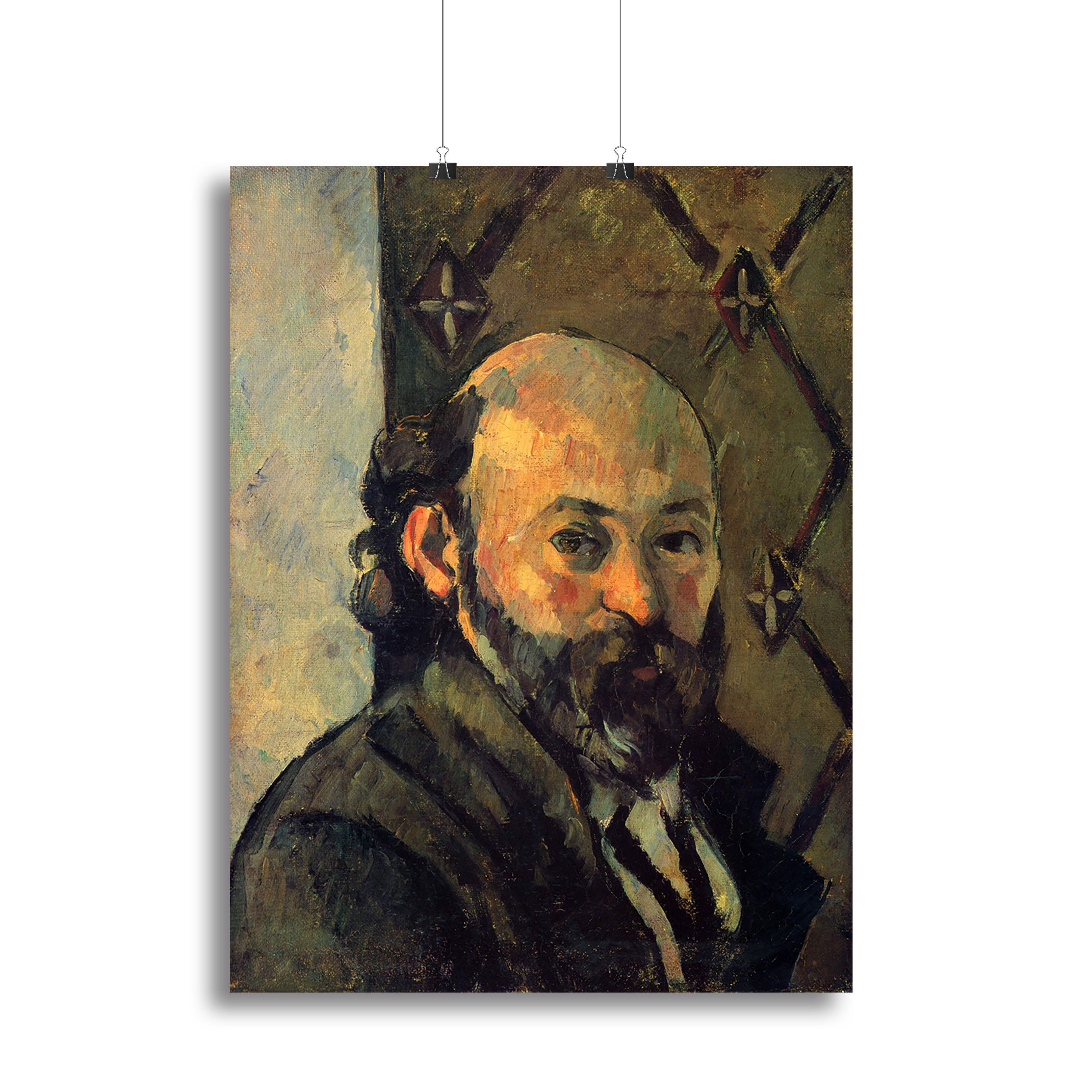 Self-portrait in front of wallpaper by Cezanne Canvas Print or Poster - Canvas Art Rocks - 2