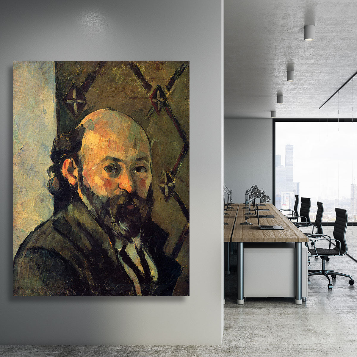 Self-portrait in front of wallpaper by Cezanne Canvas Print or Poster - Canvas Art Rocks - 3