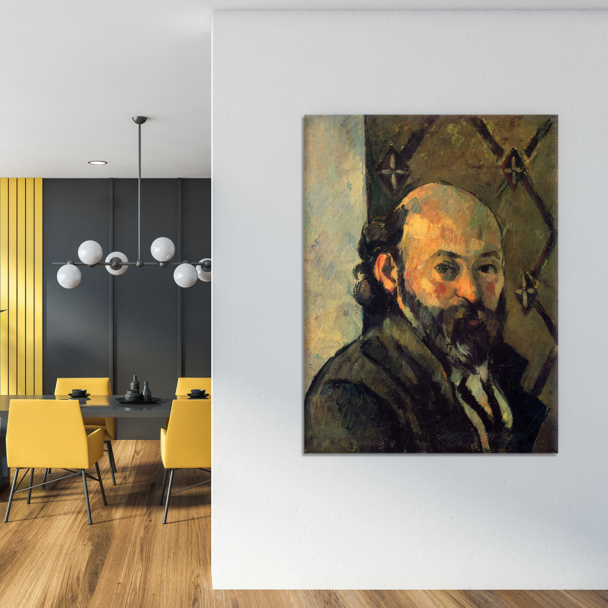 Self-portrait in front of wallpaper by Cezanne Canvas Print or Poster - Canvas Art Rocks - 4