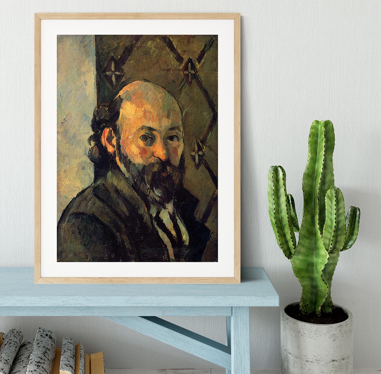 Self-portrait in front of wallpaper by Cezanne Framed Print - Canvas Art Rocks - 3