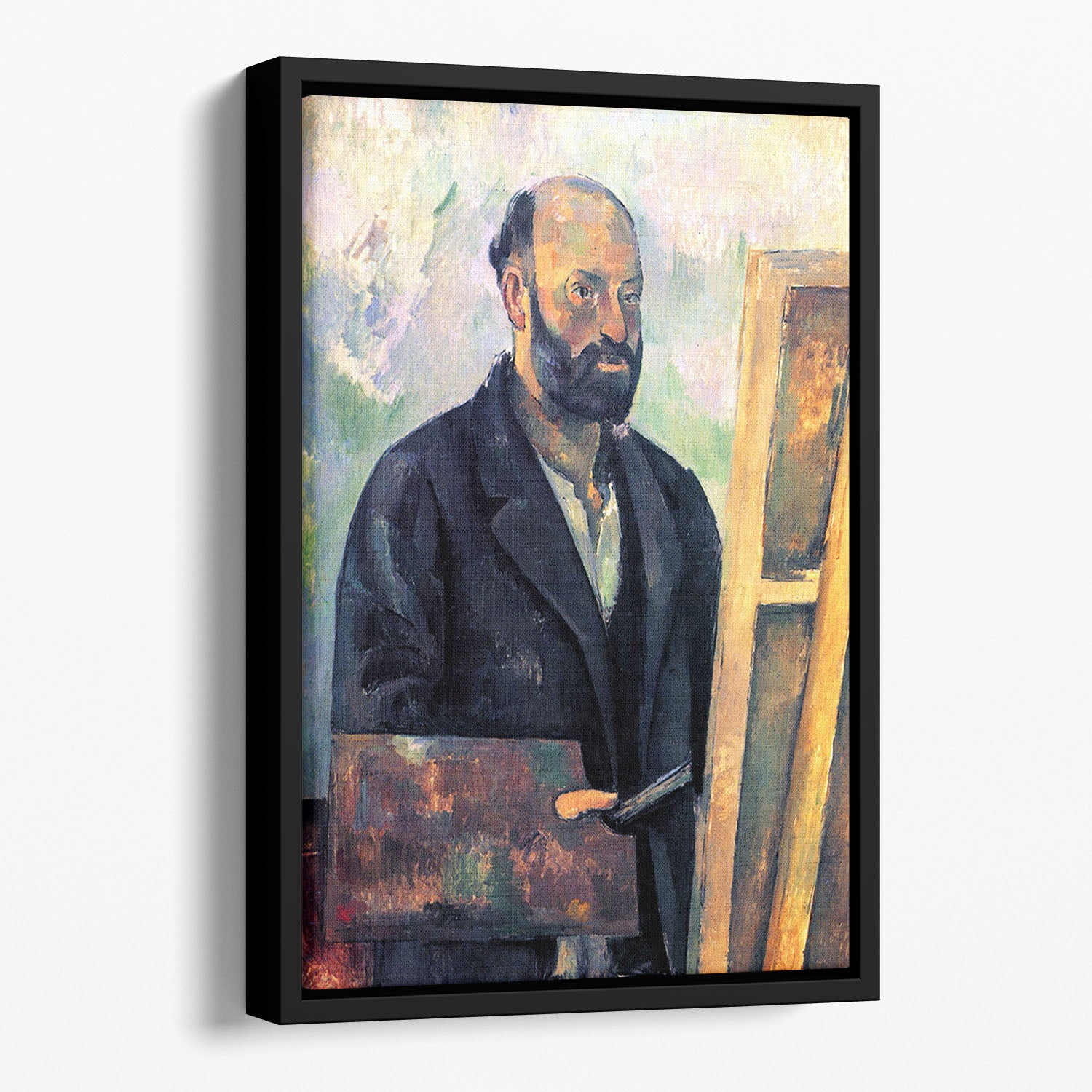 Self-portrait with Pallette by Cezanne Floating Framed Canvas - Canvas Art Rocks - 1