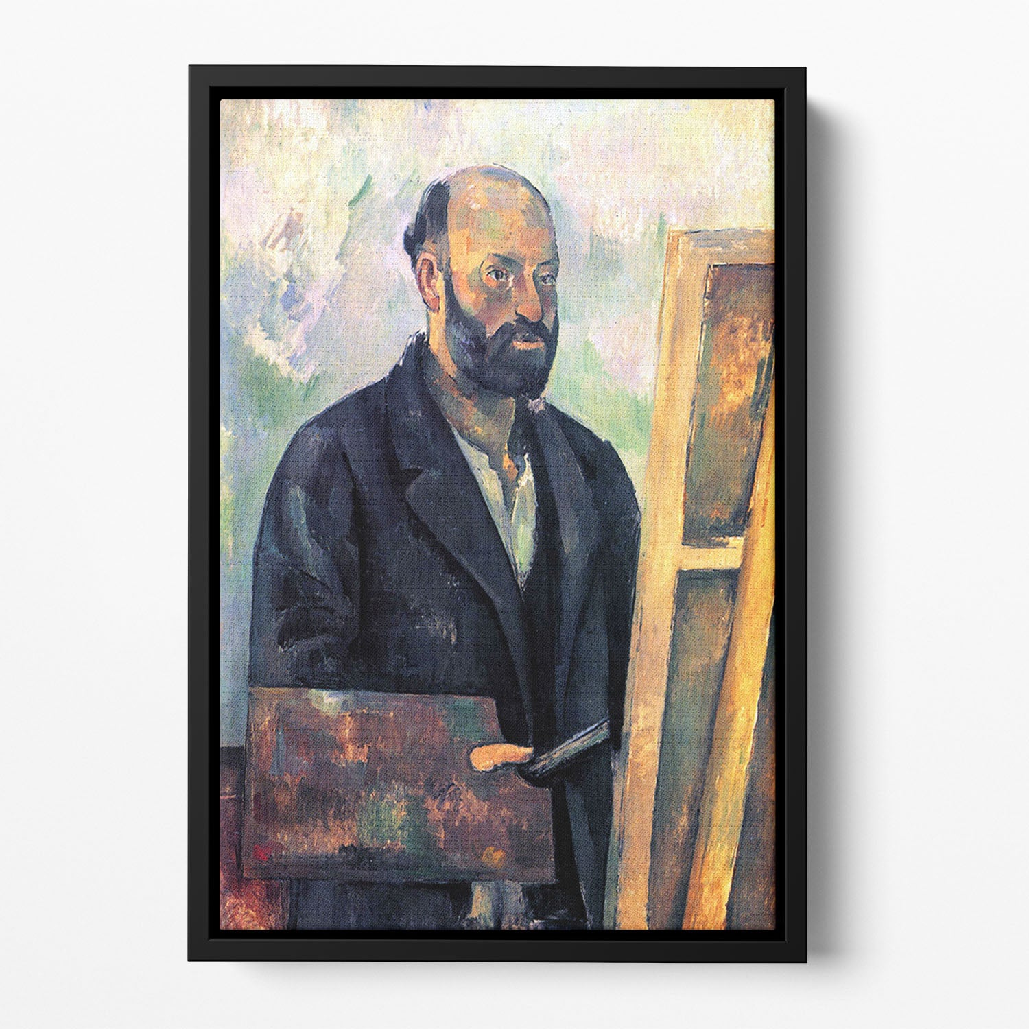 Self-portrait with Pallette by Cezanne Floating Framed Canvas - Canvas Art Rocks - 2