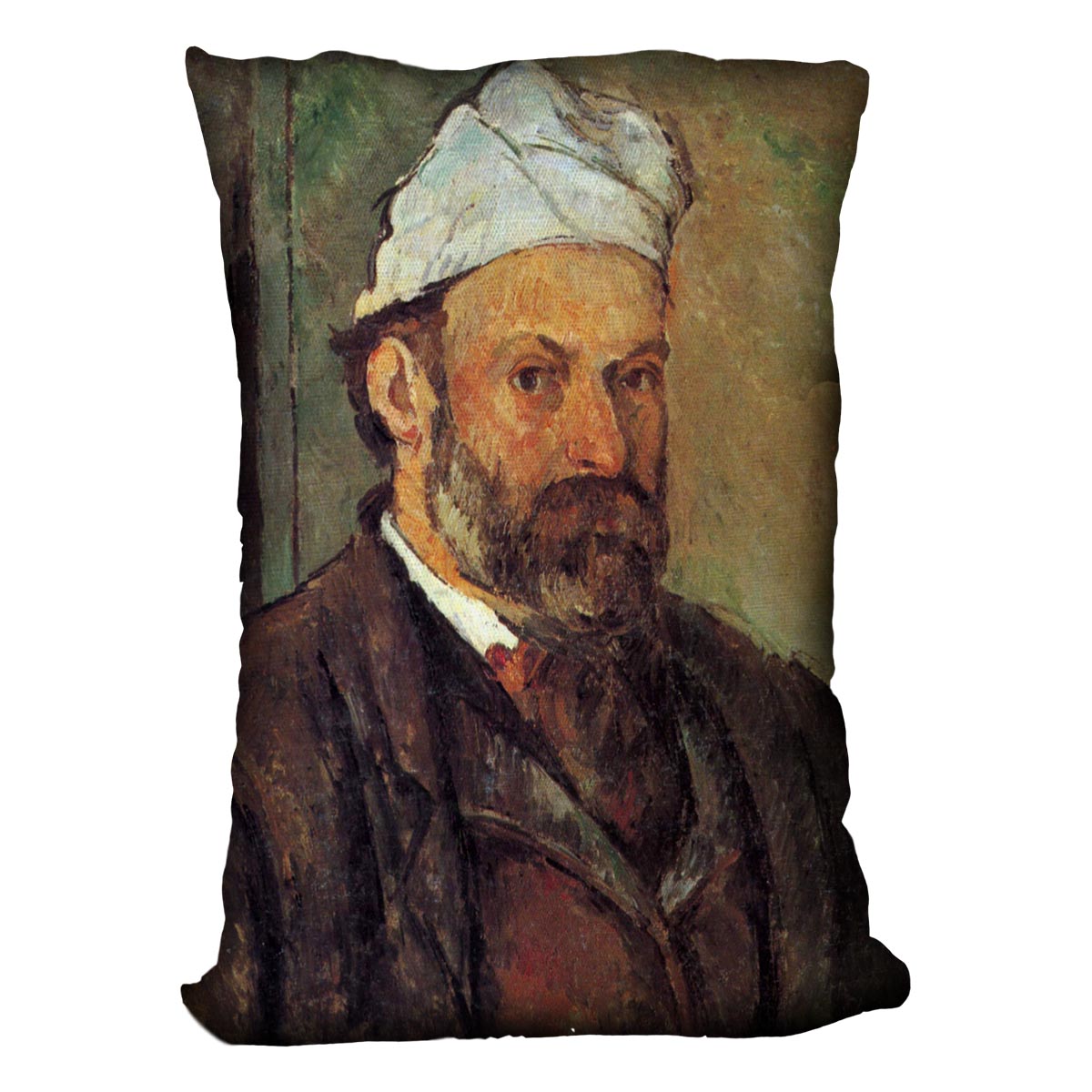 Self-portrait with a white turban by Cezanne Cushion - Canvas Art Rocks - 4