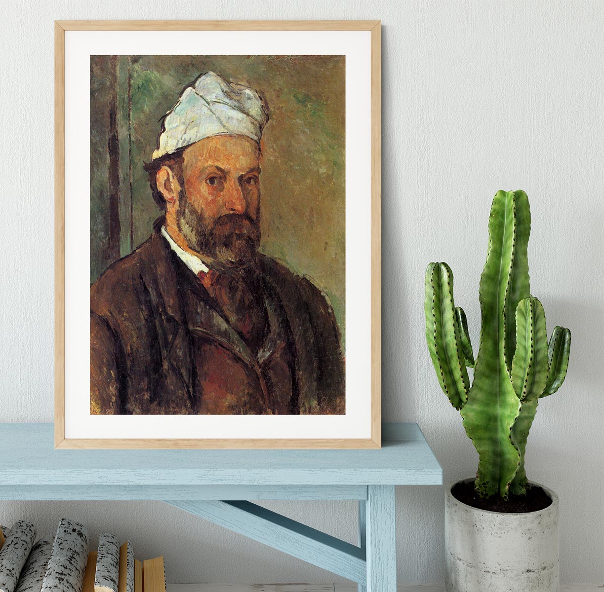Self-portrait with a white turban by Cezanne Framed Print - Canvas Art Rocks - 3