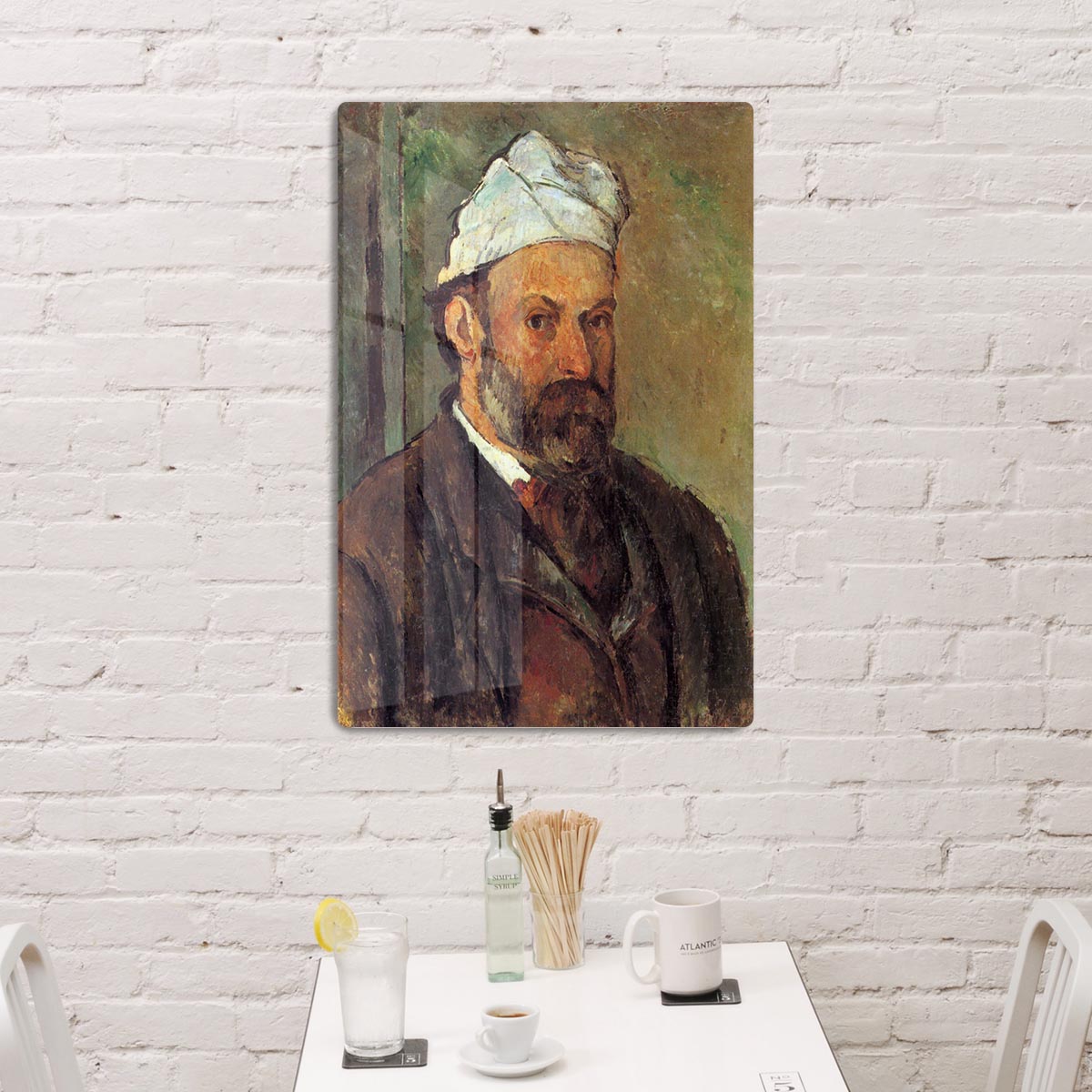 Self-portrait with a white turban by Cezanne Acrylic Block - Canvas Art Rocks - 3