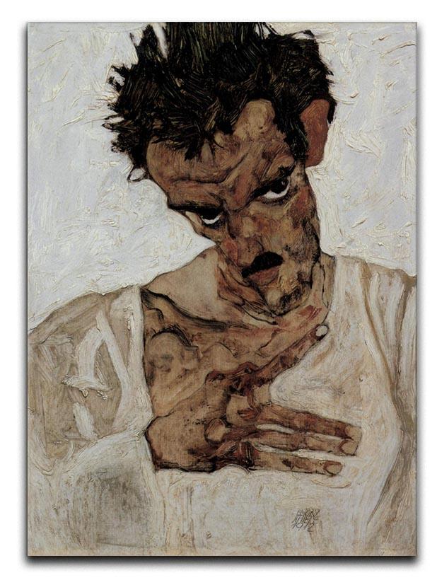 Self-portrait with lowered head by Egon Schiele Canvas Print or Poster - Canvas Art Rocks - 1