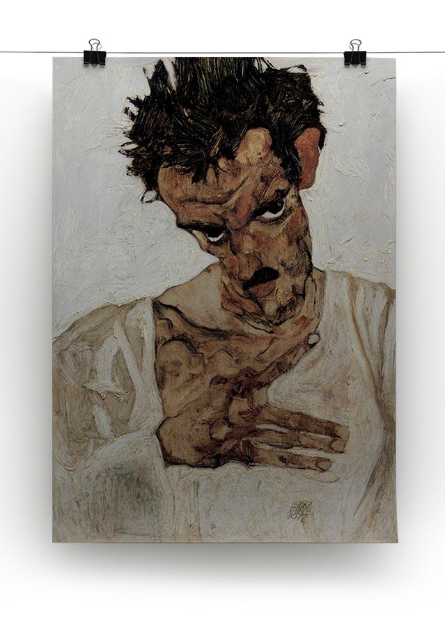Self-portrait with lowered head by Egon Schiele Canvas Print or Poster - Canvas Art Rocks - 2