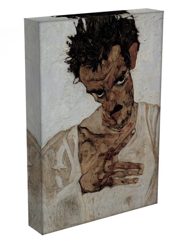 Self-portrait with lowered head by Egon Schiele Canvas Print or Poster - Canvas Art Rocks - 3