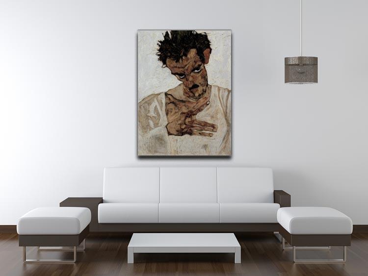 Self-portrait with lowered head by Egon Schiele Canvas Print or Poster - Canvas Art Rocks - 4