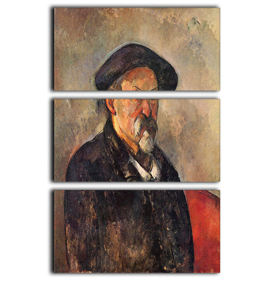 Self Portrait with Beret by Cezanne 3 Split Panel Canvas Print - Canvas Art Rocks - 1