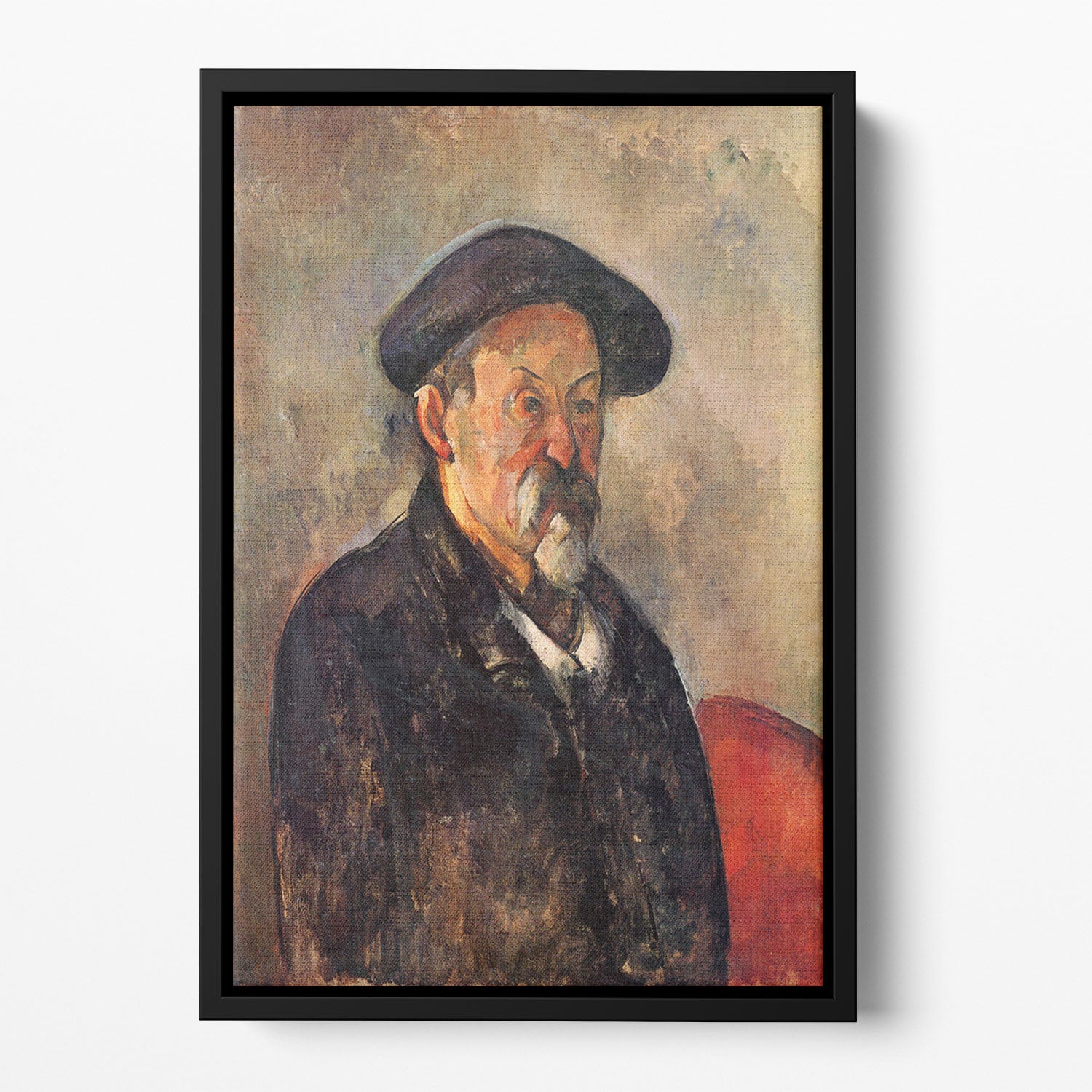 Self Portrait with Beret by Cezanne Floating Framed Canvas - Canvas Art Rocks - 2