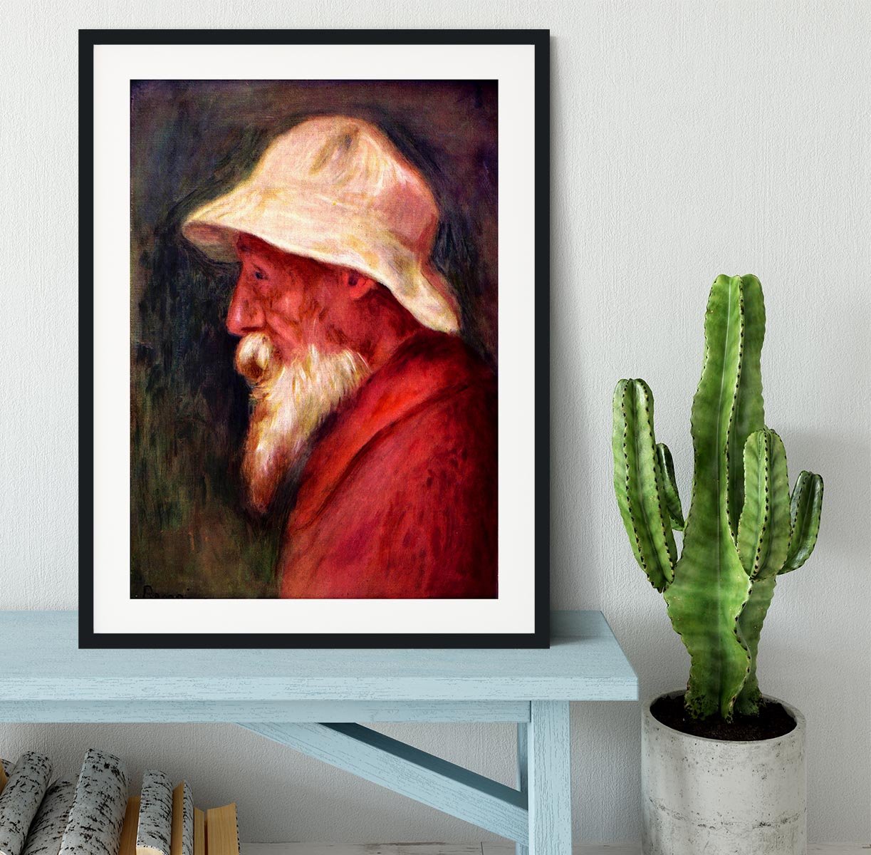 Selfportrait with white hat by Renoir Framed Print - Canvas Art Rocks - 1