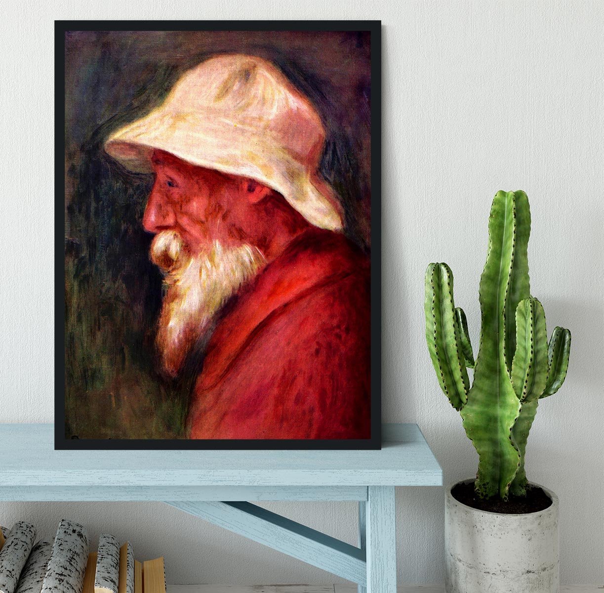 Selfportrait with white hat by Renoir Framed Print - Canvas Art Rocks - 2